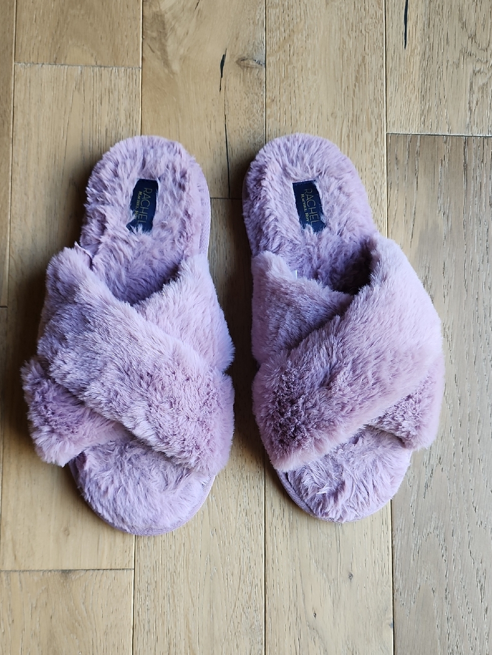 Rachel Roy Plush Crisscross Slide Slippers - Light Purple